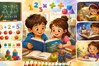 illustrate educational books and learning materials for children