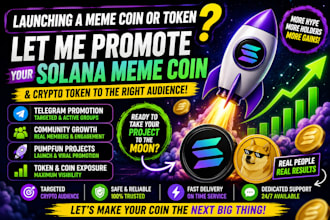 solana meme coin promotion, crypto telegram token promotion, pump fun launch