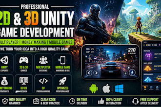 develop 2d 3d unity game multilayer money making game mobile game ui design