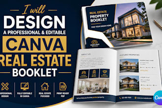 design a professional and editable canva real estate booklet real estate design