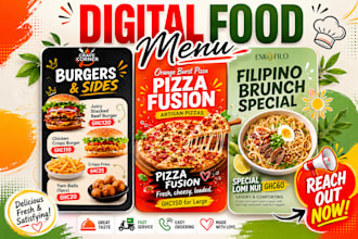 design digital food menu board  animated menu cafe menu designs restaurant menu