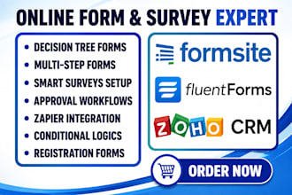 setup survey template typeform formsite secure fluent forms zoho crm automation