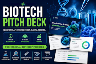 design a biotech pitch deck for investors and startup funding