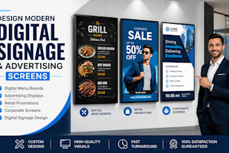 design modern digital signage and advertising display screens for businesses