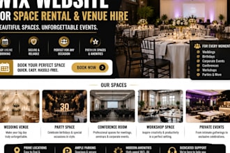 design wix space rental venue hire website event space booking party website