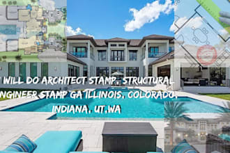 architect stamp, structural engineer stamp ga illinois, colorado, indiana, ut,wa