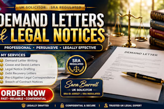 write a professional UK demand letter for debt recovery, dispute as a solicitor