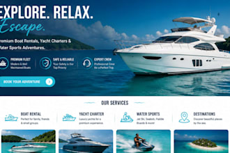 design wix boat rental website yacht charter water sports rental sailing website