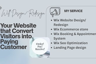 redesign wix site, wix booking, wix ecommerce, wix seo or revamp wix site