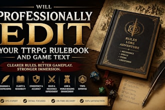 edit ttrpg, litrpg, fantasy and tabletop rpg content professionally