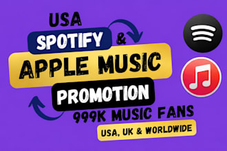 organic uk usa spotify playlist promotion, spotify music promo, amazon, apple