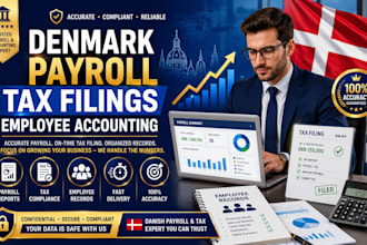 prepare payroll reports, tax filings and employee accounting for denmark