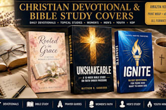 design a christian devotional and bible study book cover KDP