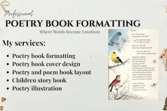 format  poetry book illustration, poetry writing, poem, poetry book cover