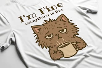 draw unique cat or animal illustrations for apparel brands