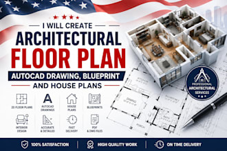 create architectural floor plan, autocad drawing, blueprint and house plans