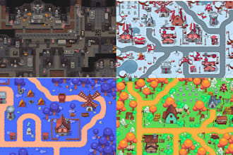 design pixel tileset, top down, pixel background, game environment, rpg maker