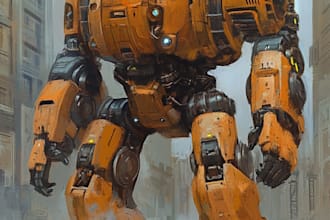 draw custom futuristic mecha characters