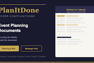 create a professional event planning document from your details
