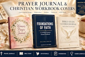 design a prayer journal and christian workbook cover for KDP