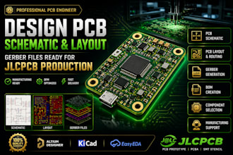 design pcb schematic, layout and gerber files ready for jclpcb production