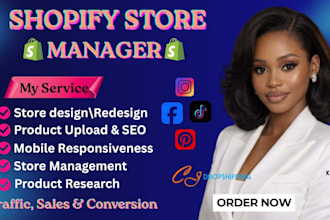 be shopify store manager, store marketing and shopify sales