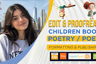 do children book, poetry book editing and proofreading, book editor for authors