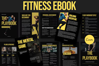 design fitness coach ebook, self help wellness workbook, planner and journal PDF