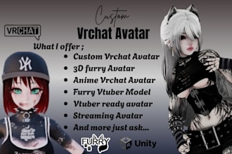 do anime vrc avatar, furry vtuber model, nsfw vrchat avatar, animaze vseeface