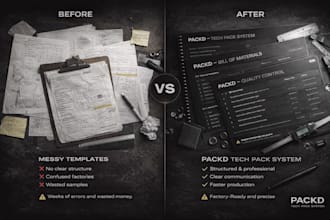 create a professional fashion tech pack
