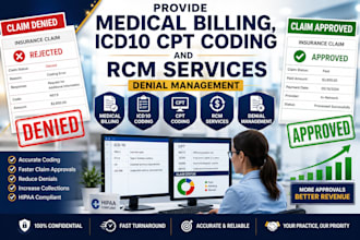 provide medical billing, icd10 cpt coding and rcm services, denial management