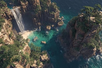 illustrate environments, landscapes, board game, concept art