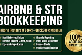 do airbnb, str, realtor and restaurant bookkeeping with quickbooks cleanup