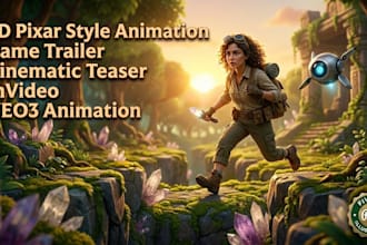 3d pixar style animation game trailer cinematic teaser invideo veo3 animation