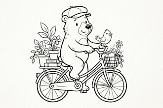 draw black and white funny cartoon line art