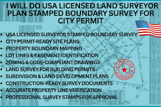 do USA licensed land surveyor plan stamped boundary survey for city permit