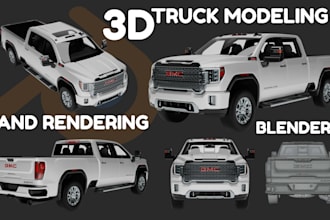 design 3d realistic van, truck, car modeling on blender for product rendering