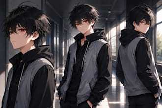 draw oc character, manga comic illustration, anime visual novel character cg art