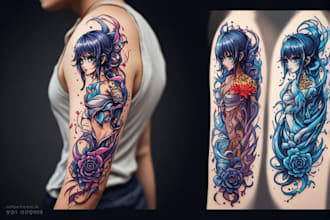 design custom anime tattoo or manga tattoo design