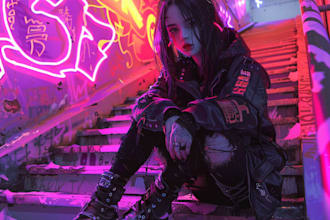 design anime character cyberpunk character