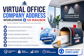 provide virtual office, company address worldwide, and US mailbox