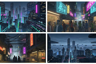 create illustration of futuristic cyberpunk city