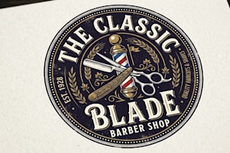 create luxury barber shop logo design
