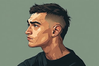paint a professional hedcut portrait in wsj style illustration