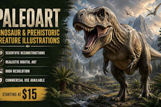 create realistic paleoart dinosaur and prehistoric creature illustrations