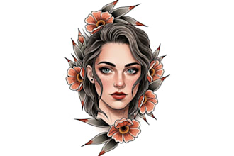 draw traditional or neo traditional tattoo style design