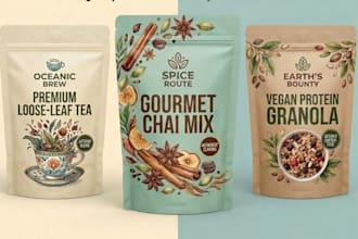 design pouch bag, stand up pouch and food pouch packaging with 3d mockup