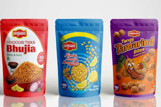 design pouch bag, stand up pouch and mylar bag packaging with 3d mockup