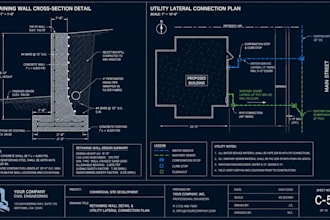 design retaining wall swppp and utility lateral cad plans