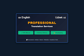 do professional english to uzbek translation and vice versa